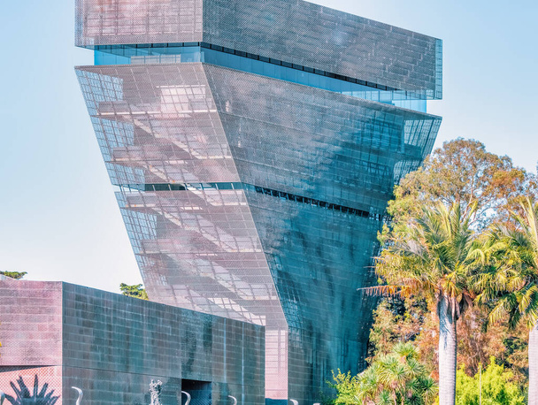 The modern building of the M. H. de Young Memorial Museum, in San Francisco, close-up. - Photo, Image