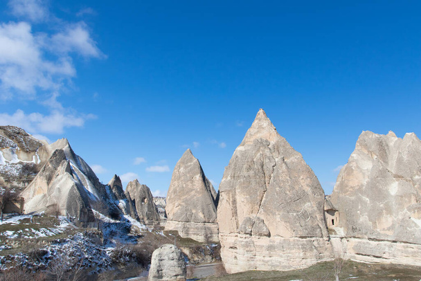 Rocks in Cappadocia valley. Mountain in Cappadocia. - Фото, изображение