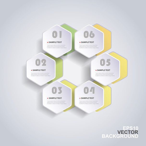 Kleurrijke papier gesneden Infographics ontwerp - afgeronde zeshoeken - Vector, afbeelding
