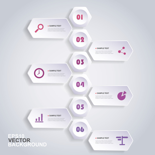 Infographic Concept met zeshoeken - ontwerp Flow Chart - tijdlijn - Vector, afbeelding