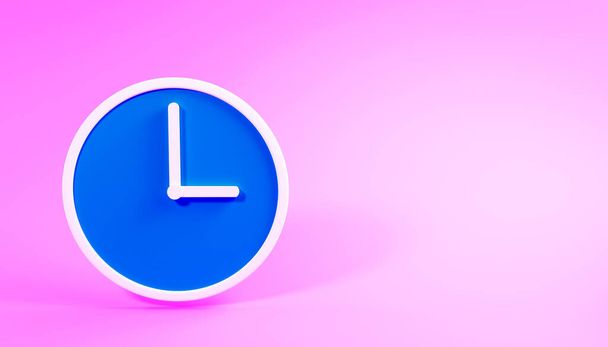 3d render of a wall clock on a pink background with copy space for text.Digital image illustration. - Photo, Image