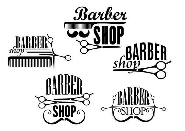 Plaques ou insignes de salon de coiffure
 - Vecteur, image