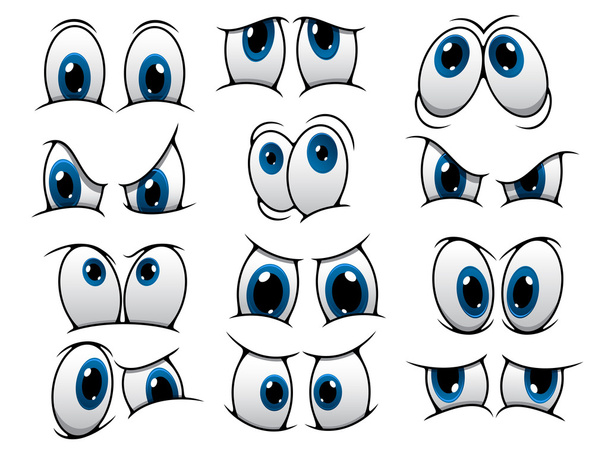 Divertidos ojos de dibujos animados establecidos
 - Vector, imagen