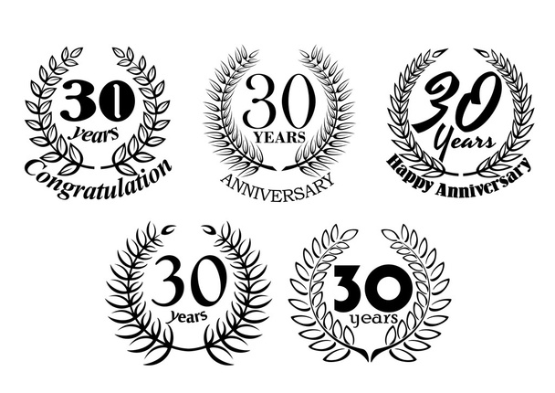 Set de coronas de laurel aniversario de 30 años
 - Vector, Imagen
