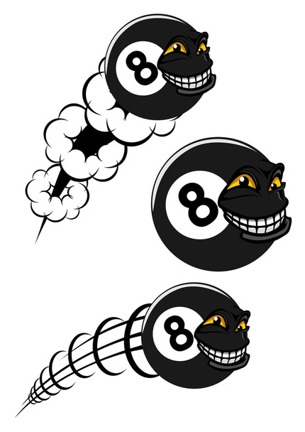 Flying victorious number 8 billiard ball icons - Vector, Image