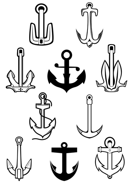 Marine themed set of ships anchors - Vector, Image