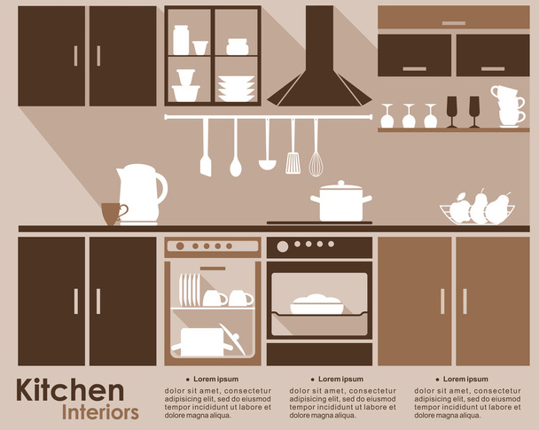 Kitchen interior infographic template - Vector, Image