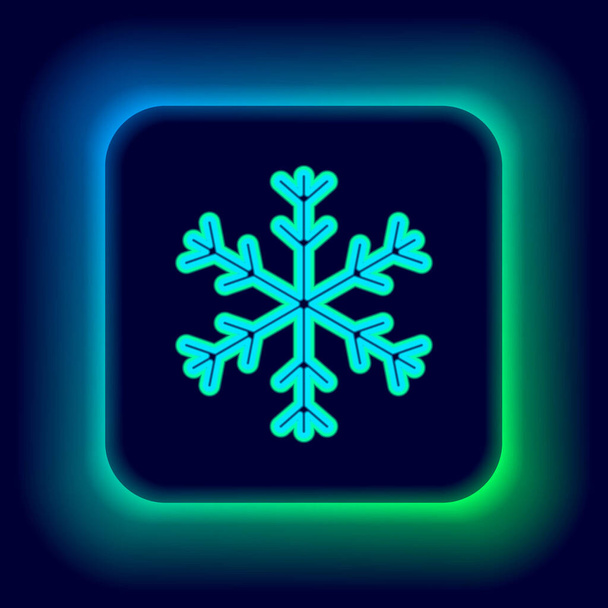Glowing neon line Snowflake icon isolated on black background. Colorful outline concept. Vector - Vettoriali, immagini