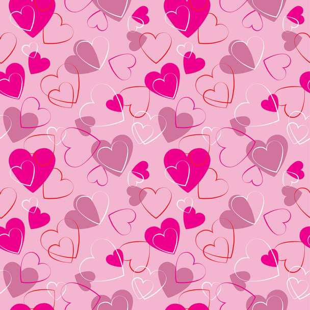 Seamless hearts cute pattern design - Vector, Image