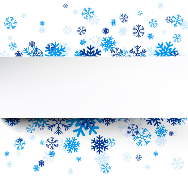 Paper card over blue snowflakes. - Vecteur, image