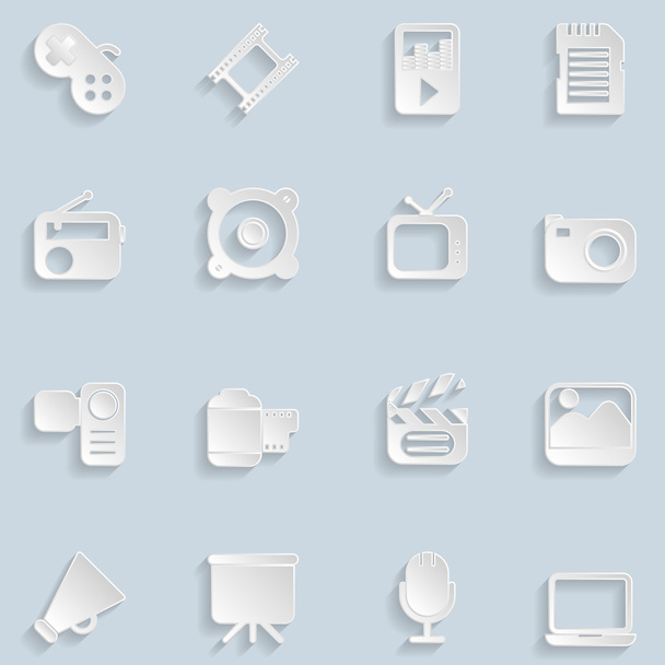 Paper Multimedia Icons - Vector, afbeelding