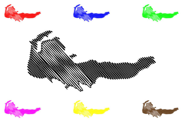 Anzerský ostrov (Rusko, Ruská federace, Bílé moře) mapa vektorová ilustrace, čmáranice Ostrov Anzerskij mapa - Vektor, obrázek
