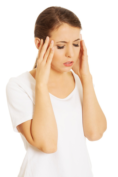 Woman with a headache - Φωτογραφία, εικόνα