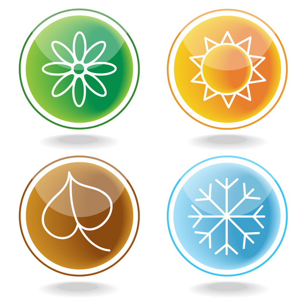 Set of four seasons icons - Vector, Image