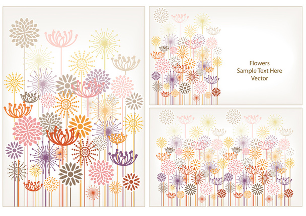 Set von Blumen Karten - Vektor, Bild