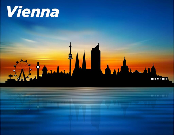 Siluetti Wienin kaupungin auringonlaskun - Vektori, kuva