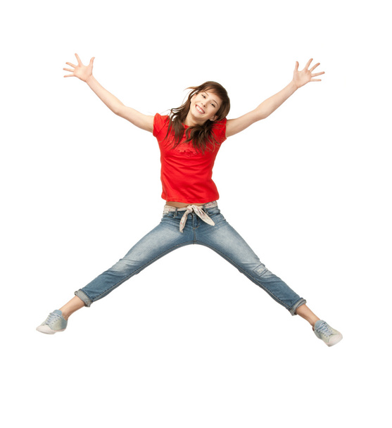 Jumping teenage girl - Φωτογραφία, εικόνα