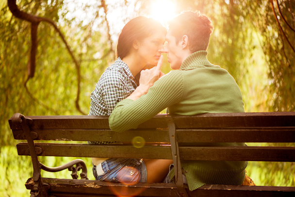 Поцелуи на скамейке в парке
 - Фото, изображение
