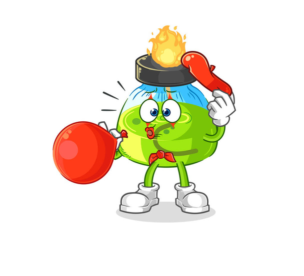 the laboratory spirit lamp pantomime blowing balloon. cartoon mascot vecto - Vektor, obrázek