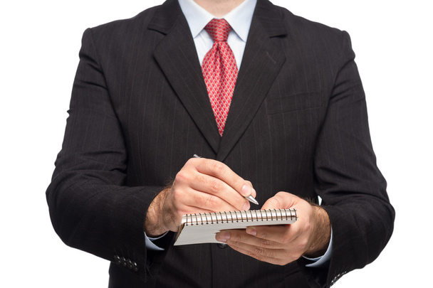 Hands In A Business Suit Holding A Pen - Foto, Bild