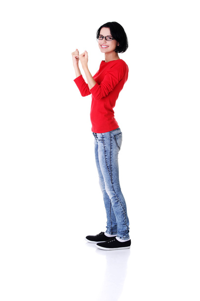 Frau mit erhobenen Händen - Foto, Bild