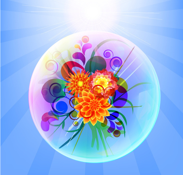 Summer in soap bubble, vector illustration - Vector, Image