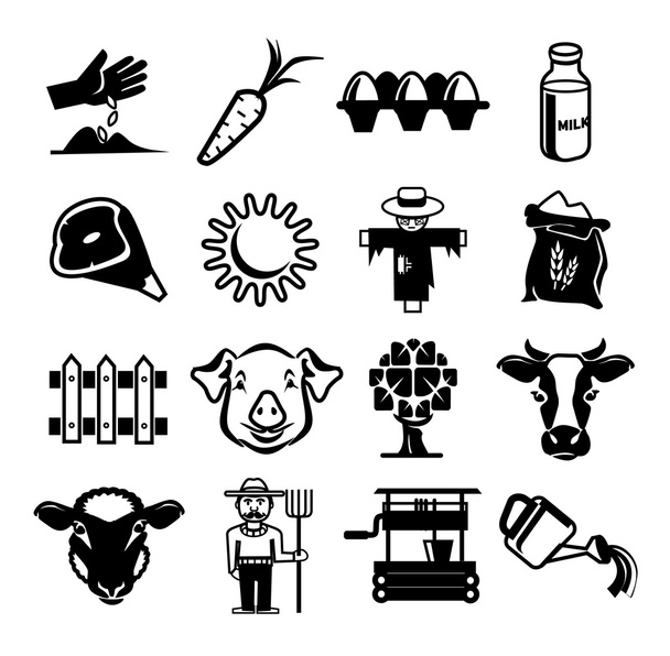 Stock vector farm pictogram icon set - Vetor, Imagem