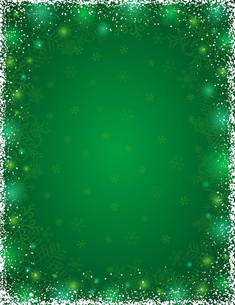 green background with  frame of snowflakes, vector - Vektör, Görsel