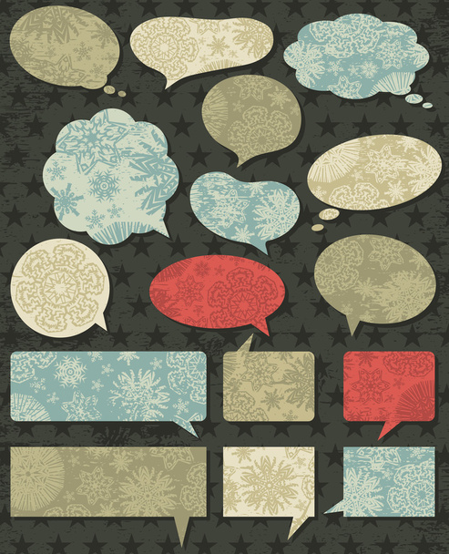 Vintage christmas talk bubble over grunge brown background, vect - Vector, Image