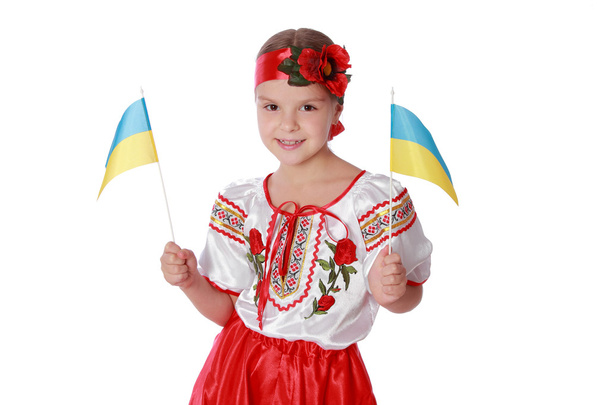 Traditional Ukrainian little girl from east Europe - 写真・画像