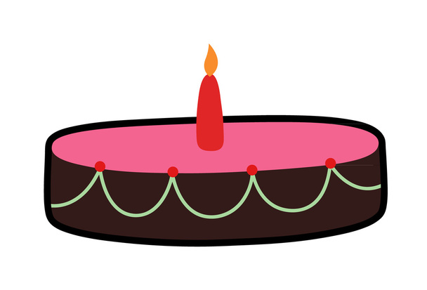 Dessert Cake with Candle - Vettoriali, immagini