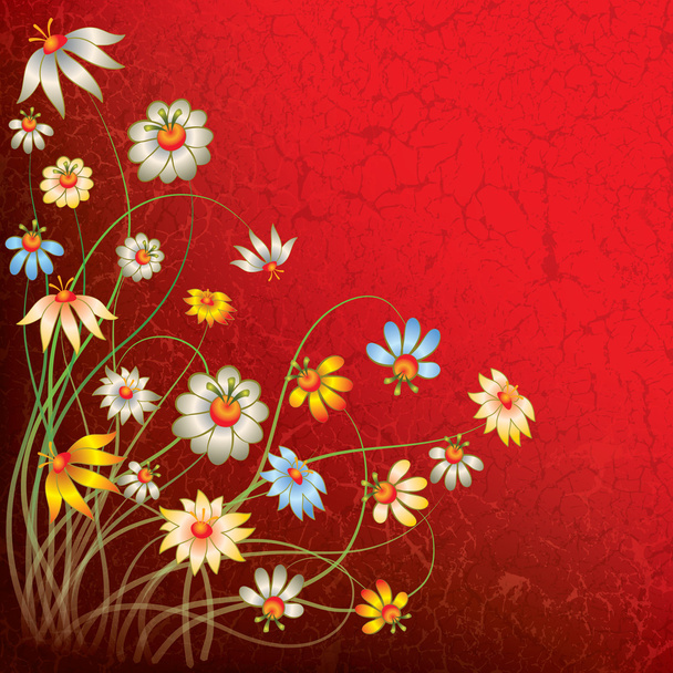 absztrakt grunge színű virág háttér - Vektor, kép