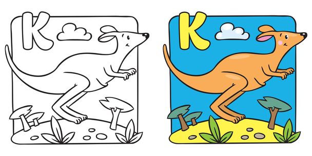 Küçük kanguru boyama kitabı. Alfabe K - Vektör, Görsel