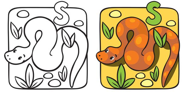 Little snake coloring book. Alphabet S - Vector, Image