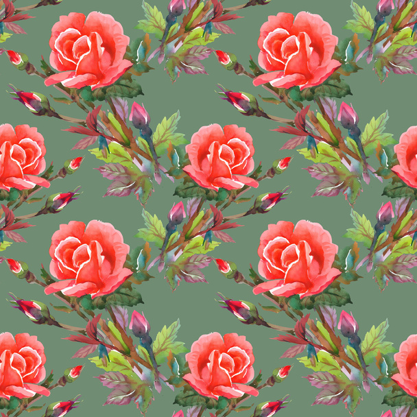 Watercolor pink roses seamless pattern - Foto, Imagem