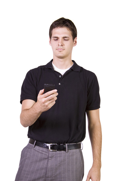 White Businessman Holding a Cell Phone - Fotoğraf, Görsel