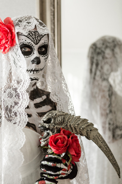 Woman with dead bride make up at Halloween - Photo, Image