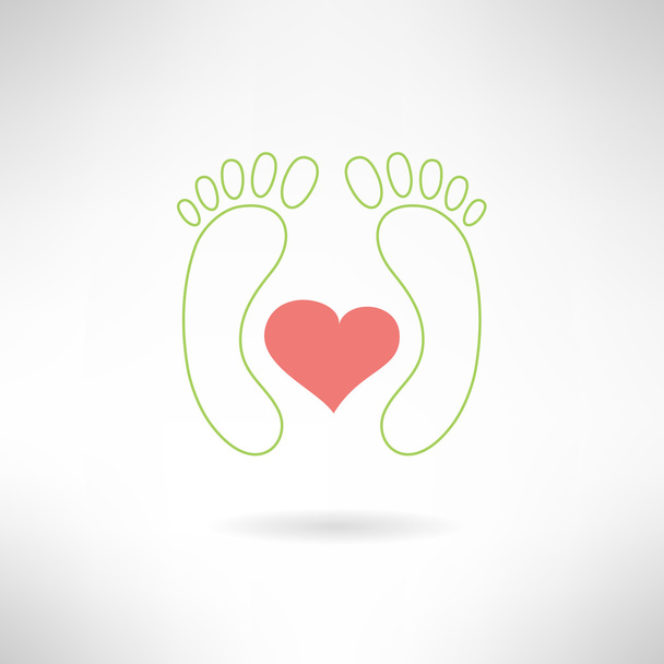 Feet massage sign and feet logo with heart. Isolated on white background. Vector illustration - Wektor, obraz