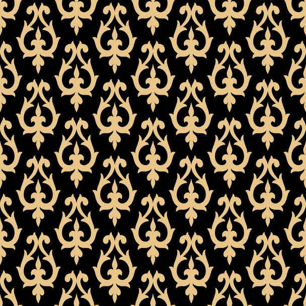 Oriental seamless pattern in art deco style. Gold elements on a black background. Design for printing on textiles, wallpapers, backgrounds. The tiles can be combined with each other. - Photo, Image