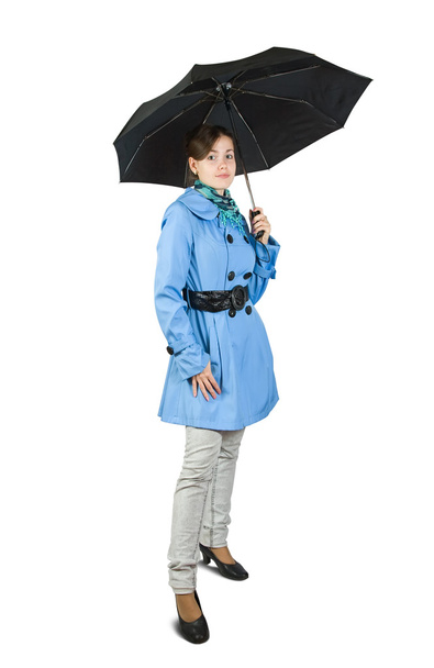 Girl in cloak with umbrella - Фото, зображення