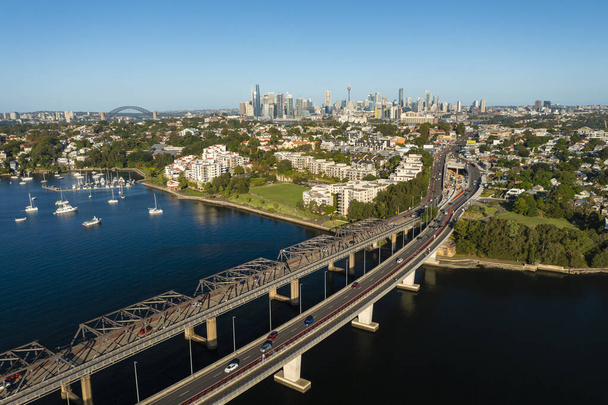 Aerial view of major road connected to Sydney CBD in Australia - Фото, изображение