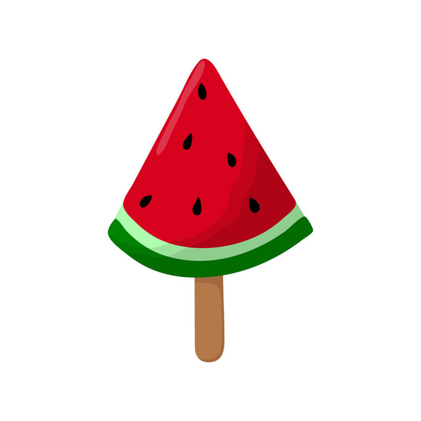 Hand drawn watermelon ice cream. Can be used for poster, print, cards and clothes decoration, for food design and ice cream shop logo. - Vector, Image