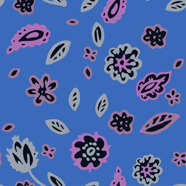 Flowers and leaves seamless pattern floral print - Wektor, obraz