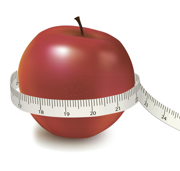 Punainen omena mittasi mittarin. Vektori
. - Vektori, kuva