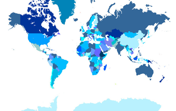 extra gedetailleerde kaart van de wereld - Vector, afbeelding