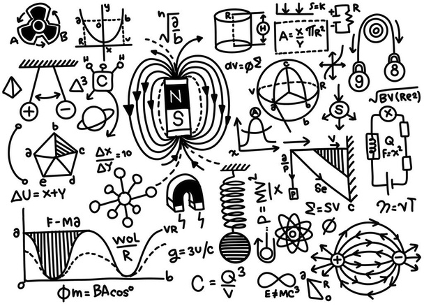 Vzdělávání fyziky matematika a věda vzor s ručně psané vzorce  - Vektor, obrázek