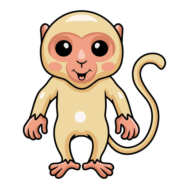 Illustration vectorielle de Mignon petit singe albinos dessin animé debout - Vecteur, image