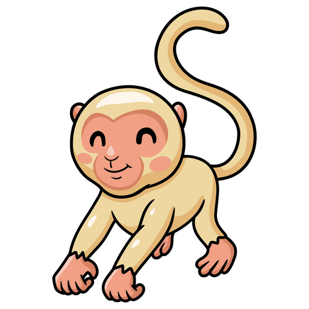 Illustration vectorielle de Mignon petit singe albinos dessin animé - Vecteur, image