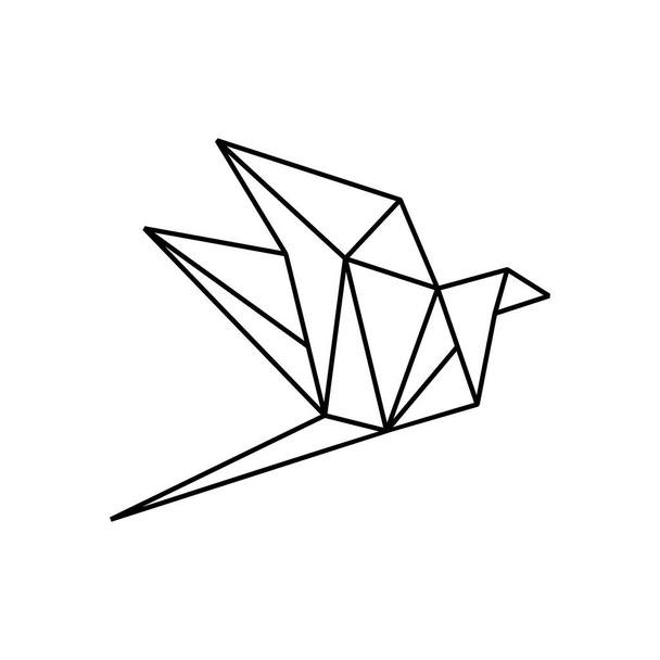 Pájaro origami línea arte logotipo plantilla - Vector, Imagen