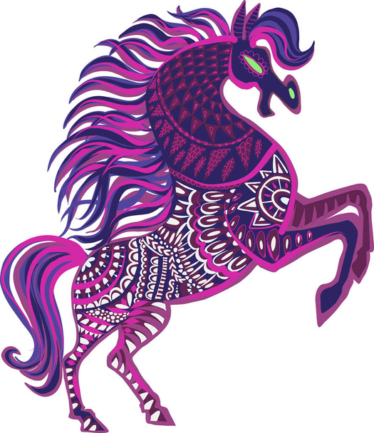 σκούρο άλογο ζωγραφισμένο με σχέδια στο σώμα - Διάνυσμα, εικόνα